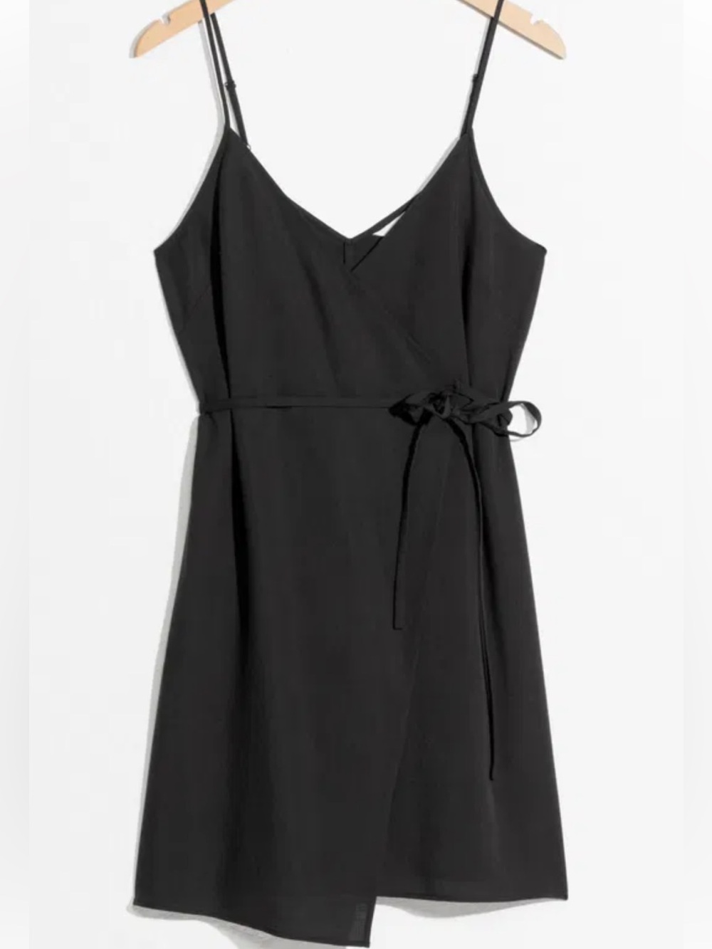 & Other Stories wrap mini linen black dress